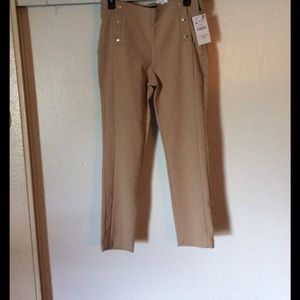 NWT ZARA Tan trousers with gold buttons
